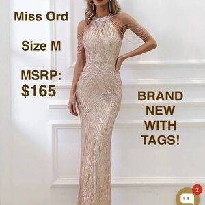 Miss Ord Cold Shoulder Beads Chain Cocktail / Formal / Prom / Homecoming Dress!